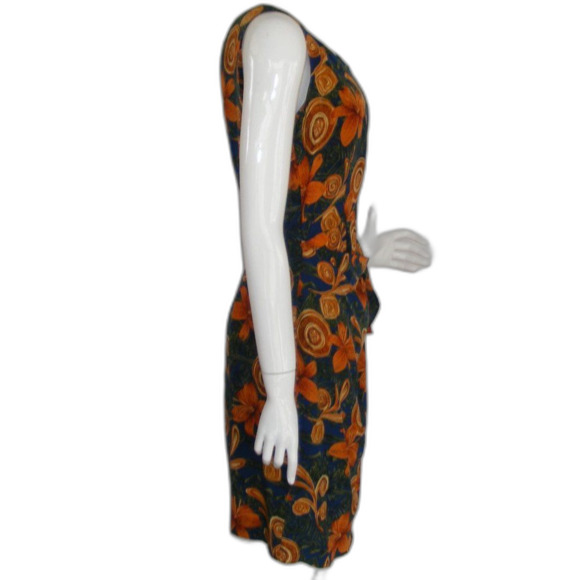 Vintage Spencer Jeremy Dress, 6, Silk, Multicolor, Polynesian, Ties on Hip - Picture 8 of 13